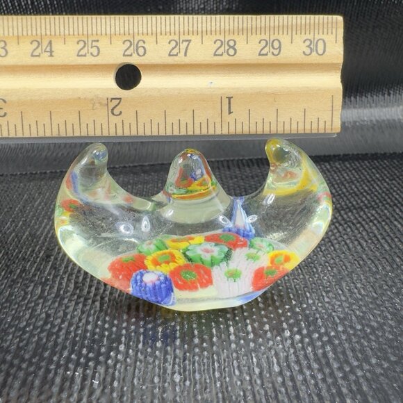 Vintage Chinese Art Glass Holder Brush Pen Holder Millefiori Glass Figurine VTG - Picture 3 of 9